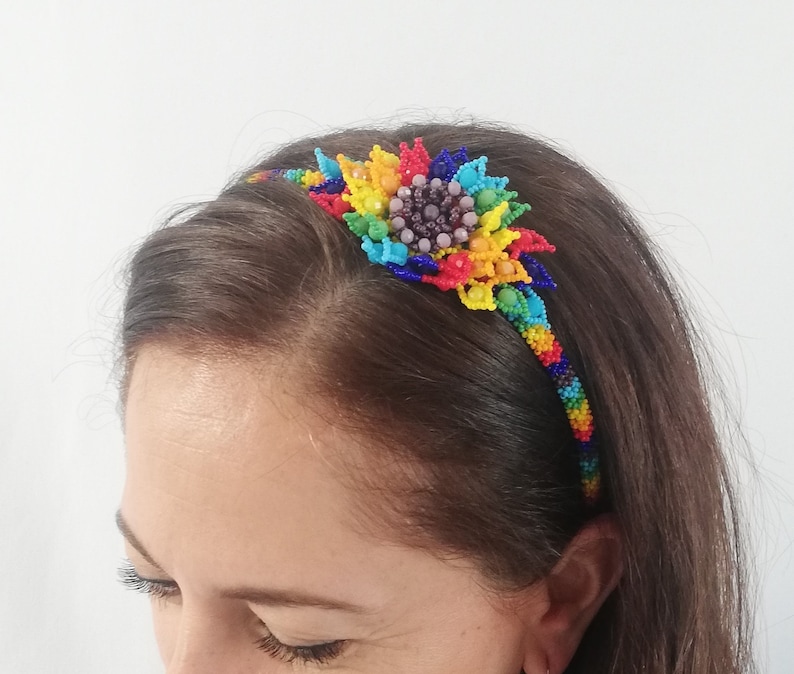 Mexican hair headband chaquira hair headband Chiapas hair headband hair headband handmade Colorfulhair headband bead hair headband