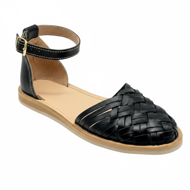 Mexican Leather Huarache sandals with Ankle Strap for Women, Mexican sandals, Mexican Shoes, leather sandals for women image 11