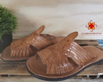 Mexican Leather Shoes men. Handmade sandals For Men. Formal Huarache for Party.  Traditional Mexican Shoe. Comfortable sole, color tan
