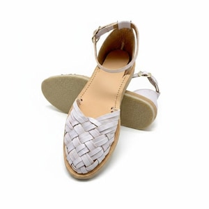 Mexican Leather Huarache sandals with Ankle Strap for Women, Mexican sandals, Mexican Shoes, leather sandals for women White