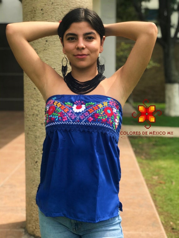 Chemisier Vintage Mexicain Oaxaca Brodé Oiseau Floral Arc-en-ciel - Taille S/M - Occasion Très Bon état