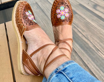 Greek Shoes Huarache sandals women, Mexican Women Shoes, leather shoes, leather sandals for women, Leather huarache sandal, summer sandals