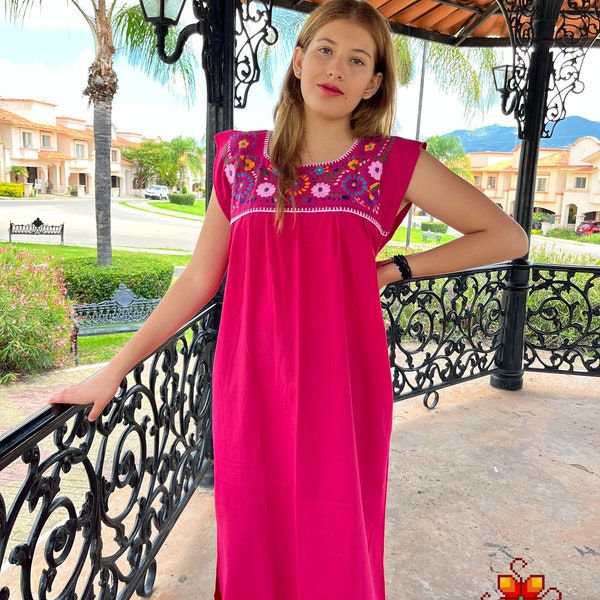 Mexican Dress - maxi dress - long dress - Embroidered Dress - Traditional Dress - mexican dress up - mexican folk dress - tehuancan dress