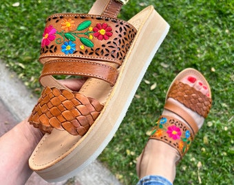 Huarache Sandal Shoes Platform Heel Women Shoes Leather Sandals for ...