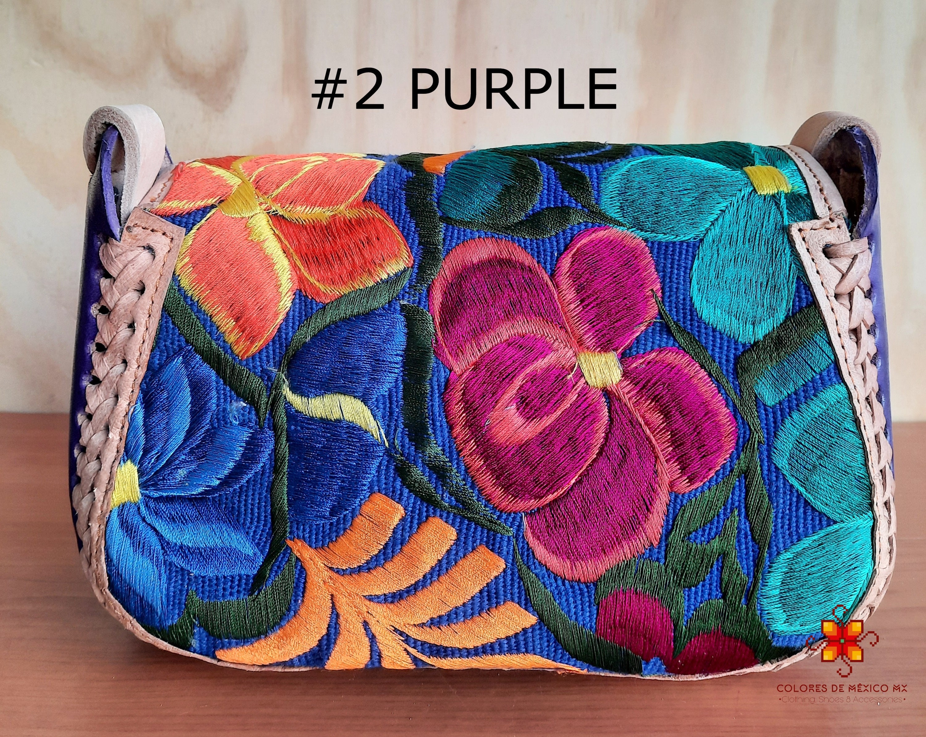 Mexican leather Purse Handmade purse Embroidered Flowers Etsy