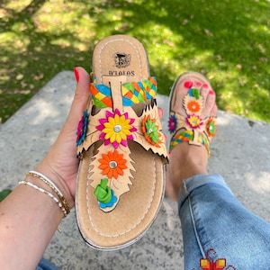Leather sandals for women, leather woven shoes style Mexican, Women Shoes - lether huerache - Huarache sandals women Boho Rainbow Color