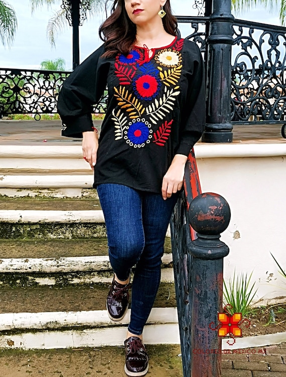 Mexican Blouse - Floral Blouse - Embroidered Handmade Blouse Mexican Blouse - Floral Blouse - Embroidered Handmade Blouse