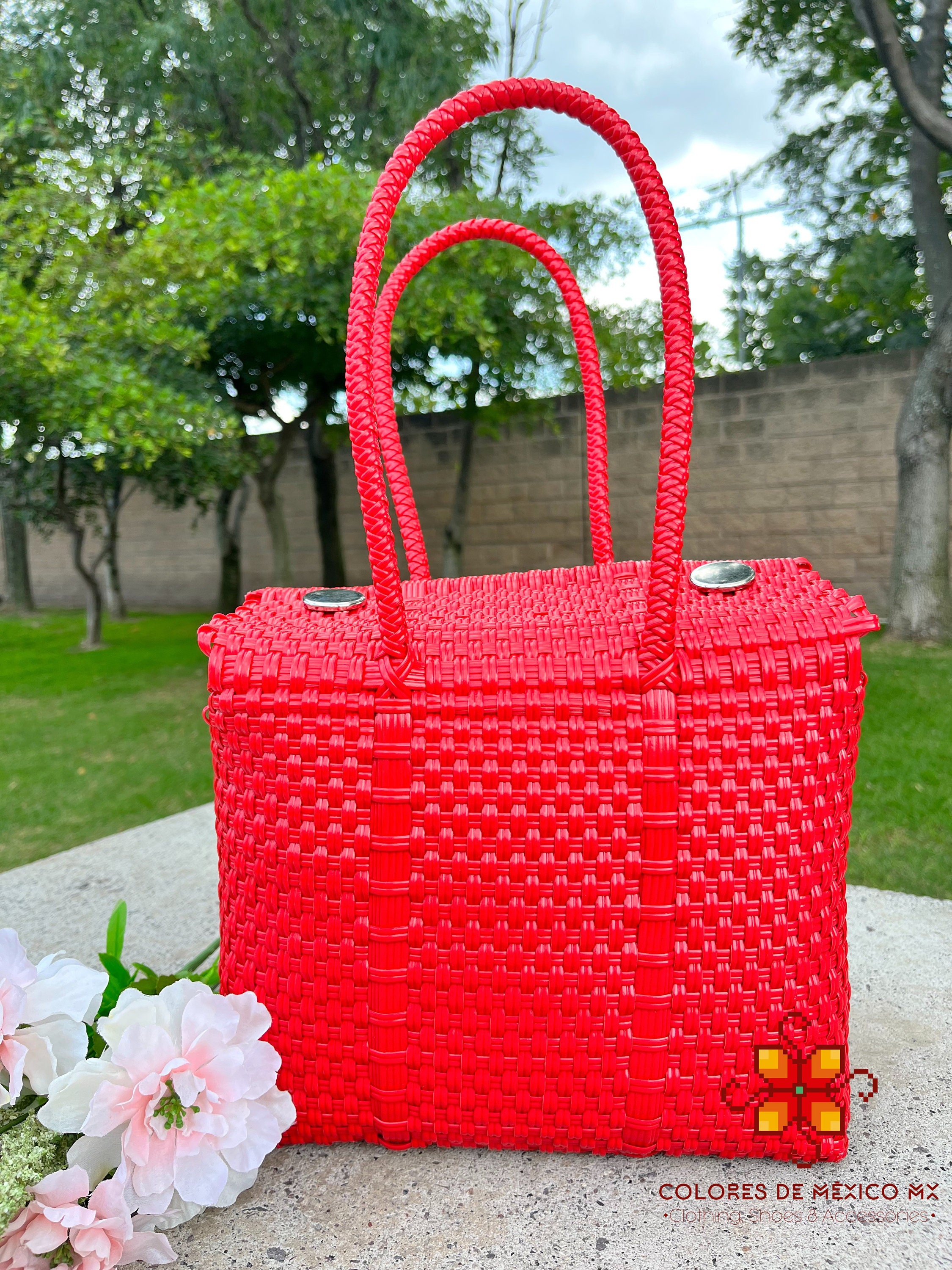 Recycled Plastic Bag Large Handycraft Bag Mexican Tote Bag 