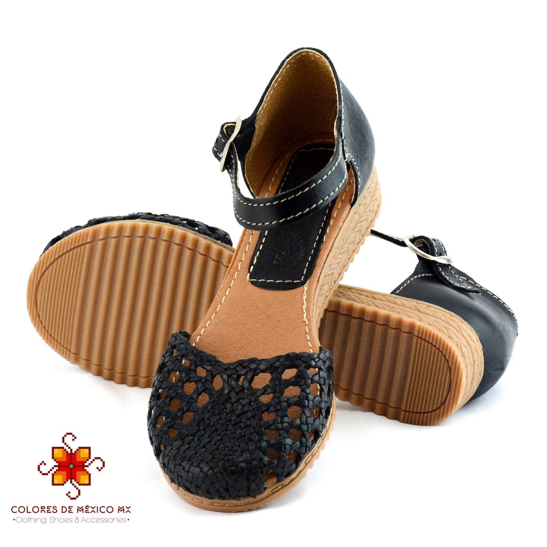 Mexican Artisanal Sandals 50% Leather, 50% Synthetic Black  603792 main image 0