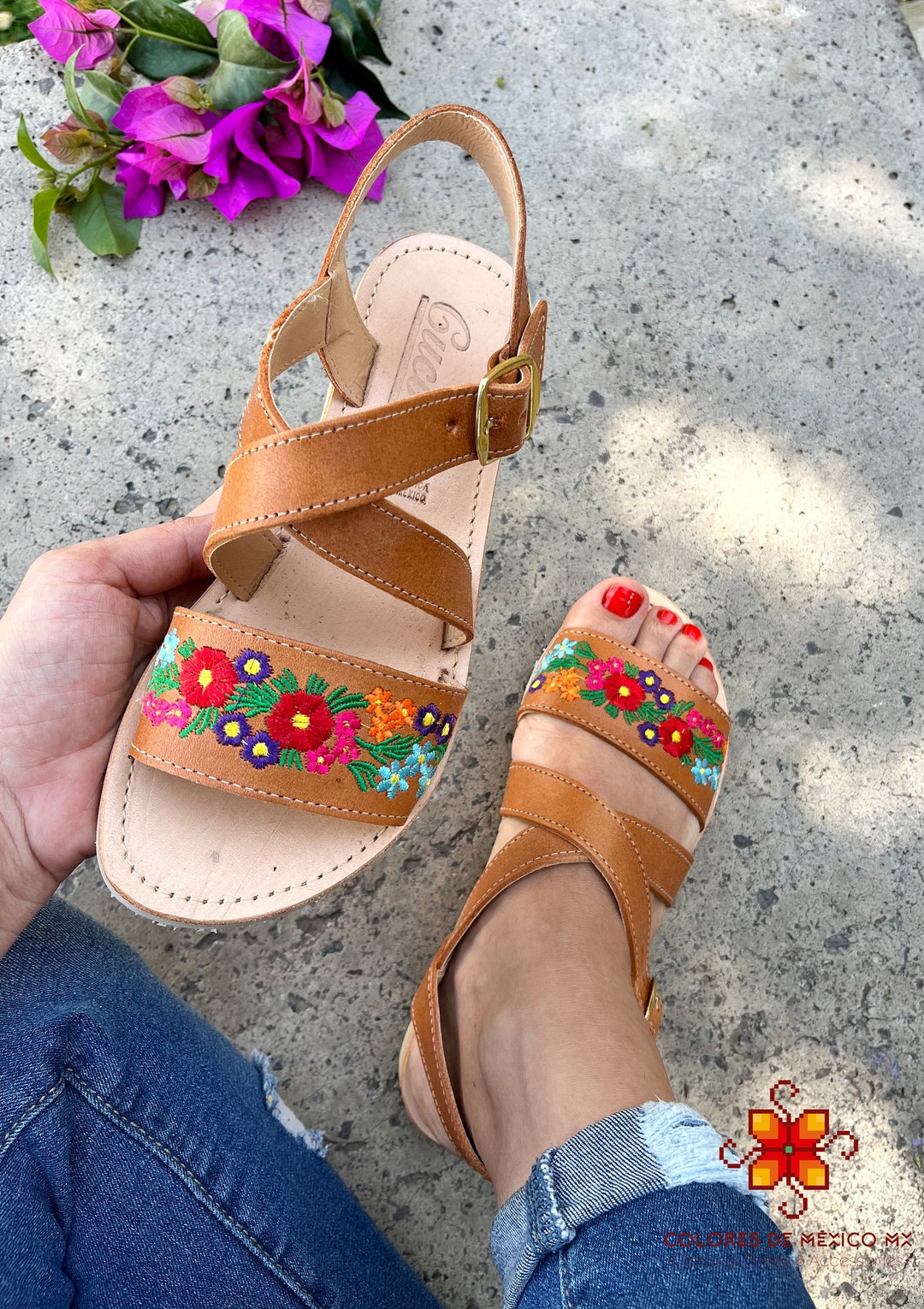 Huarache Sandal Mexican Sandals Embroidered Shoes Flowers - Etsy
