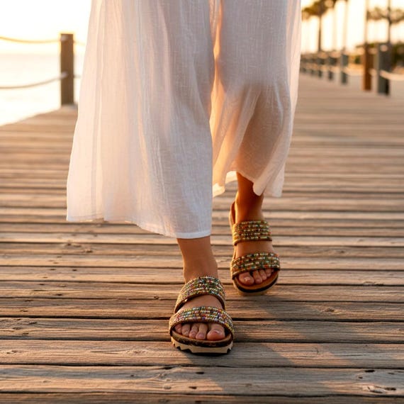 Huarache Sandal, Mexican Shoes, Beaded Sandals, Leather Sandals