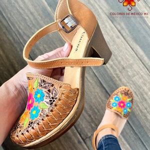 Leather Shoes, Platform shoes for womens, huarache sandals, Mexican shoes, embroidered shoes, sandals handmade, huarache sandals women image 6