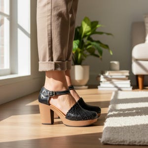 Leren schoenen, plateauschoenen voor dames, Huarache sandalen, Mexicaanse Boho schoenen bruin Kleur geweven schoenen gevlochten - ambachtelijke sandalen handgemaakt afbeelding 3