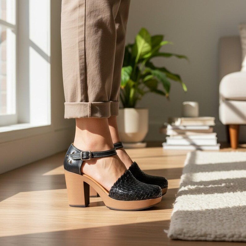 Leren schoenen, plateauschoenen voor dames, Huarache sandalen, Mexicaanse Boho schoenen bruin Kleur geweven schoenen gevlochten - ambachtelijke sandalen handgemaakt afbeelding 3