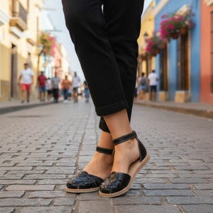 Mexican Leather Huarache sandals with Ankle Strap for Women, Mexican sandals, Mexican Shoes, leather sandals for women image 9