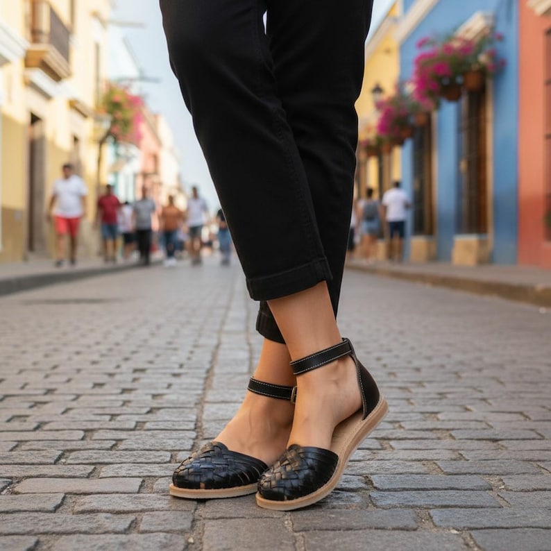 Mexican Leather Huarache sandals with Ankle Strap for Women, Mexican sandals, Mexican Shoes, leather sandals for women image 9