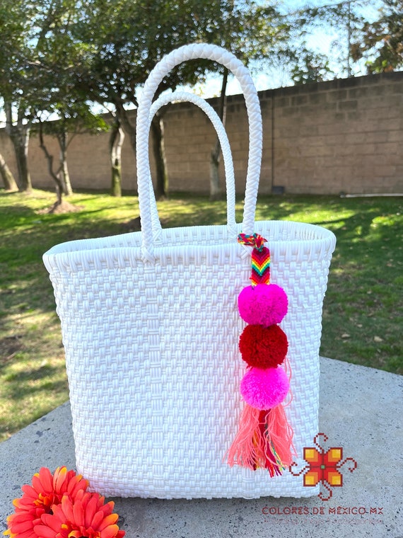 Handmade plastic bag small - handycraft bag - Mexican lunch bag for women -  Summer bag - Beach bag - craft bag - handmade lunch box