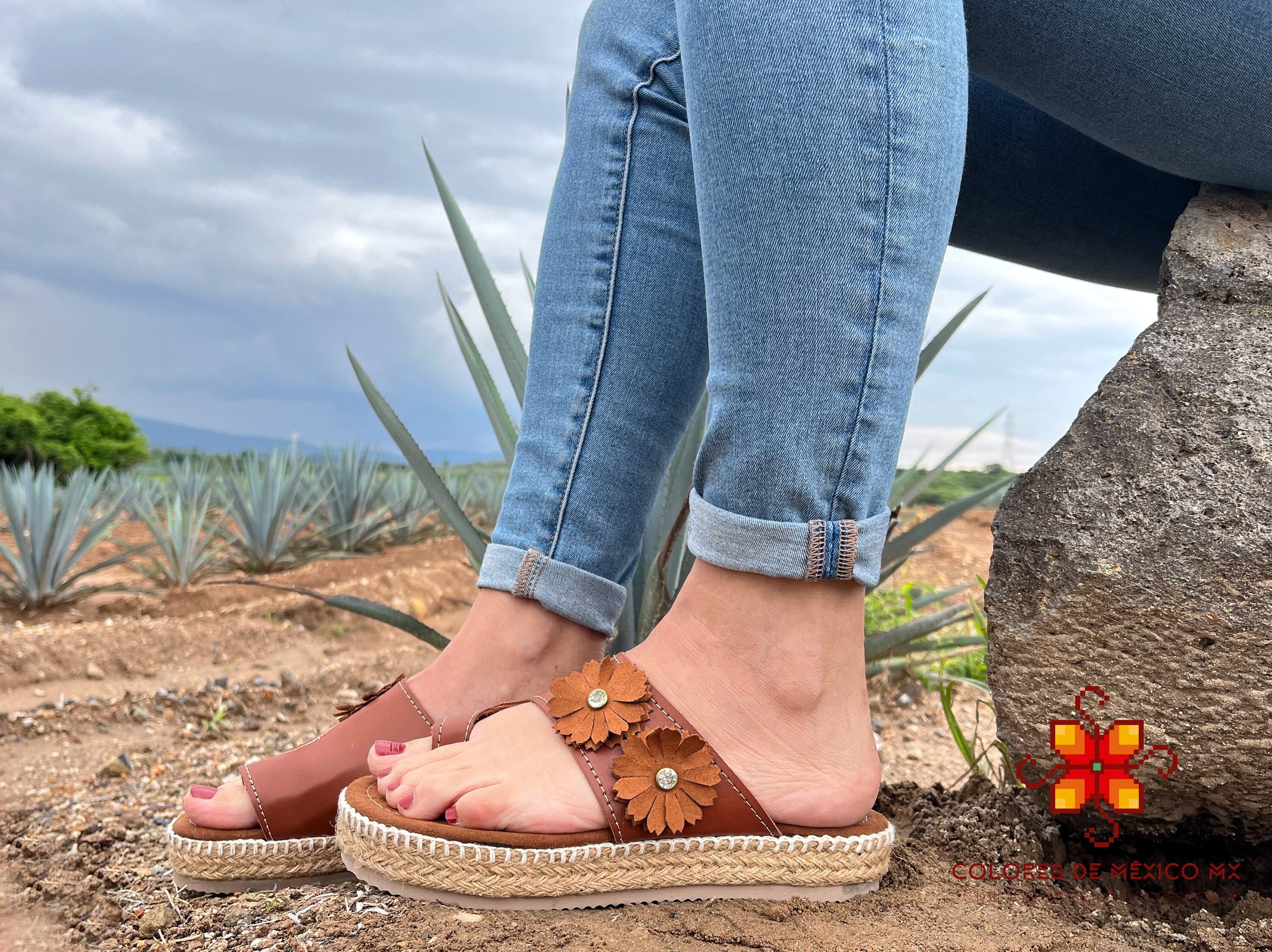 Huarache Sandal Rope Sole Comfortable Platform, Sandal Flower