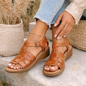Mexican genuine leather sandal with comfortable platform for women - Huarache sandals - Mexican leather shoes comfortable boho sandals