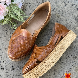 Platform Huarache sandals, leather Sandals, Mexican Shoes, Mexican huaraches, women shoes, genuine leather sandals, boho sandals, handmade