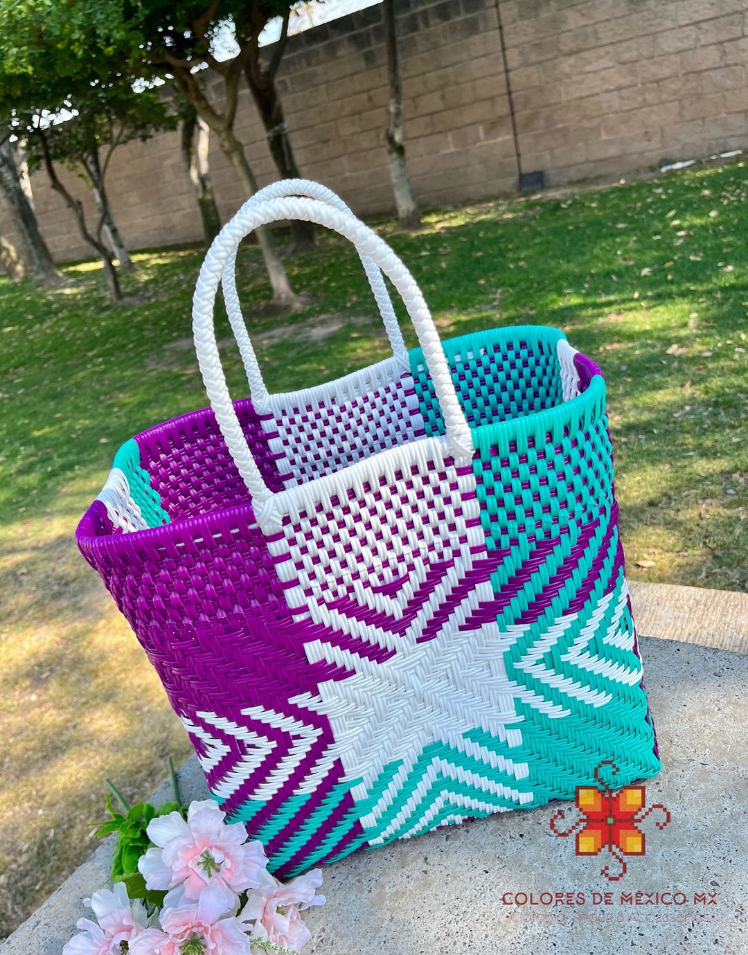 Recycled Plastic Bag Large Handycraft Bag Mexican Tote Bag Etsy