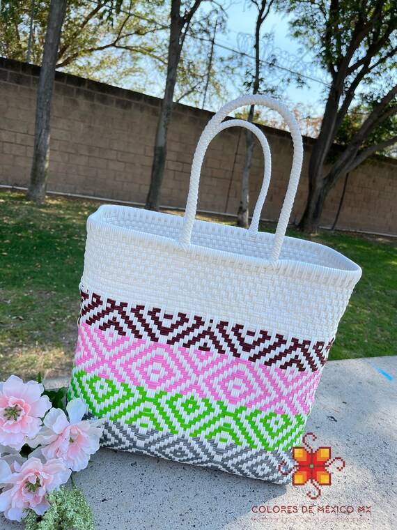 Recycled Plastic Bag Large Handycraft Bag Mexican Tote Bag 