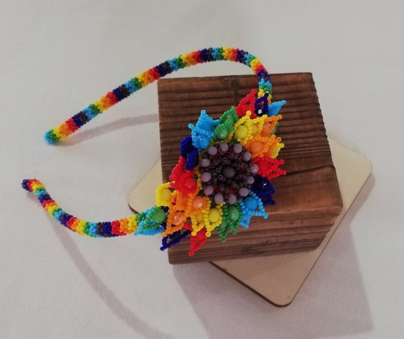 Mexican hair headband chaquira hair headband Chiapas hair headband hair headband handmade Colorfulhair headband bead hair headband