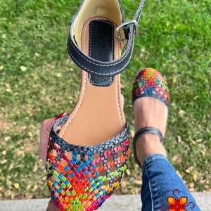 Leather sandals for women, leather woven shoes style Mexican, Women Shoes with buckle - All sizes - lether huerache - Huarache sandals women