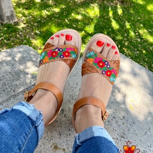 Platform Huarache sandals, Platform leather Sandals, Mexican Women Shoes, Mexican leather huaraches, comfortable women shoes, mexican sandal