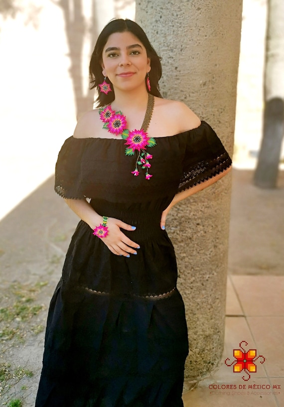mexican dress - off shoulder dress - long dress - Embroidered dress - Traditional dress - mexican dress up - mexican folk dress
