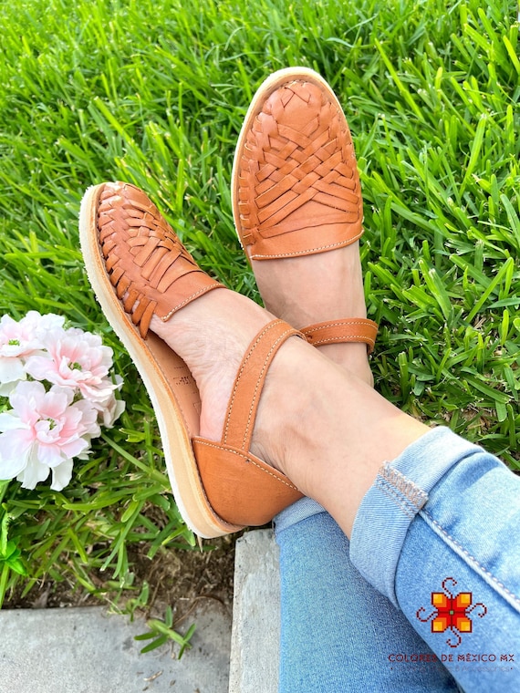 Huarache sandalen Mexicaanse sandalen dames lederen Mexicaanse schoenen leren sandalen Mexicaanse sandalen leren schoenen voor dames armbandschoenen Etsy Nederland