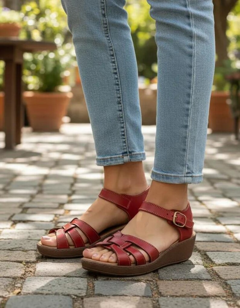 Leather Huarache sandals ankle strap platform, Mexican Leather sandals, Mexican Huarache Sandal, womens sandals, summer shoes, casual sandal image 2