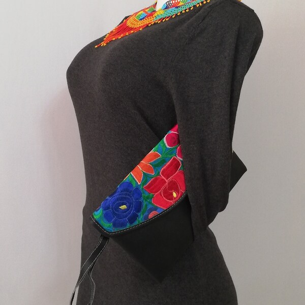 Embroidered handbag - Mexican Handmade Boho Flowered Women's Bag