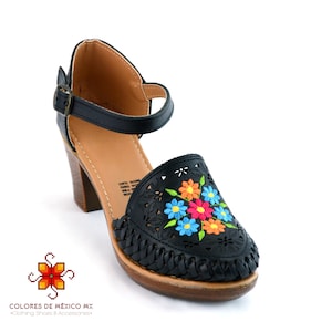 Leather Shoes, Platform shoes for womens, huarache sandals, Mexican shoes, embroidered shoes, sandals handmade, huarache sandals women Negro