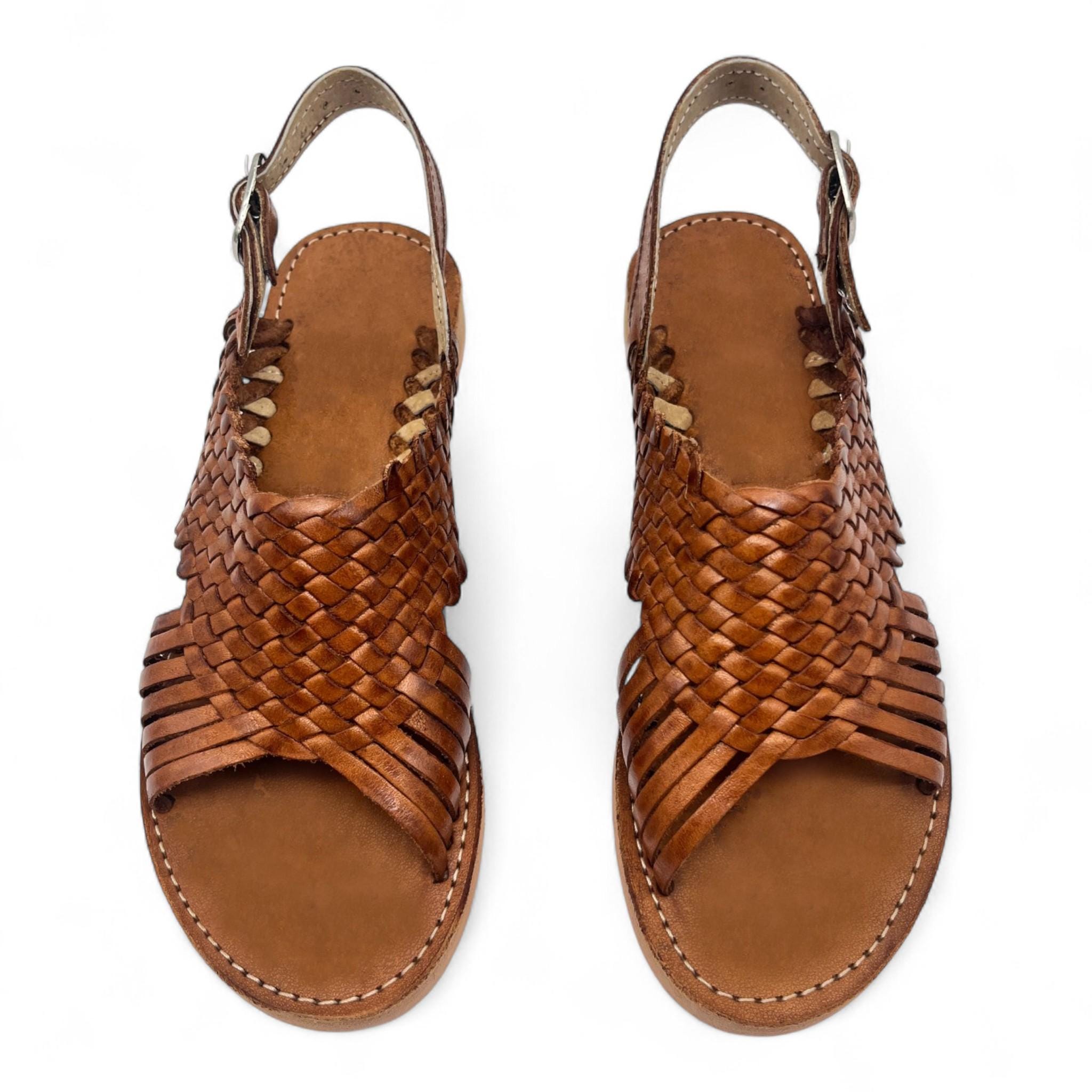 Women Leather Huarache Sandals With Adjustable Strap 