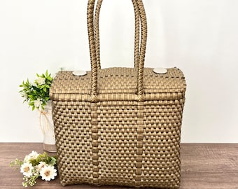 Handmade plastic bag small - handycraft bag - Mexican lunch bag for women - Summer bag - Beach bag - craft bag - handmade lunch box