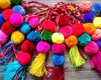 Tassel mexican pom pom, mexican pom pom charm, Mexican Keychain, pom pom keychain, pom pom tassel handmade, pom pom keychain