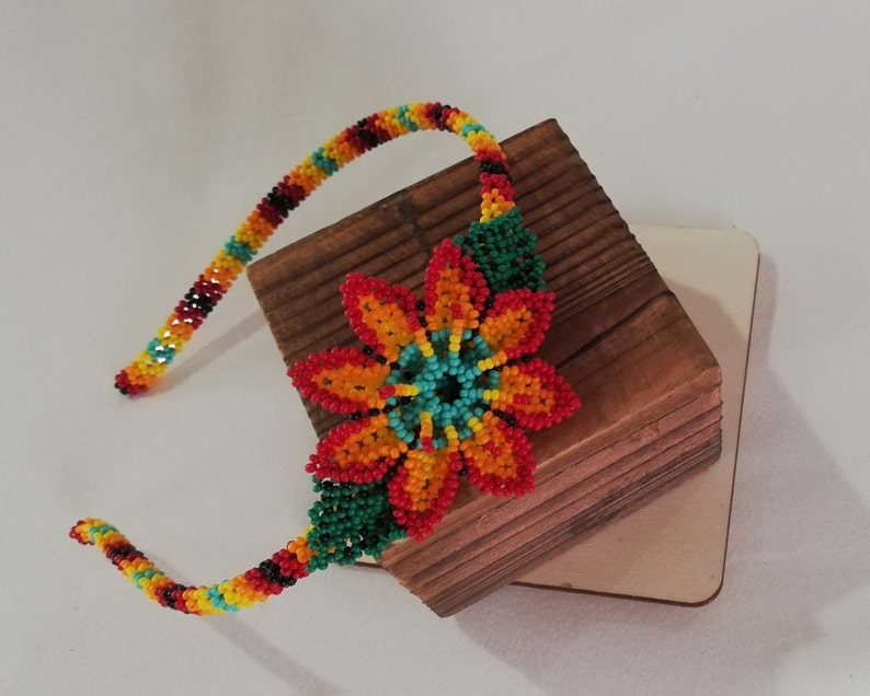 Mexican hair headband chaquira hair headband Chiapas hair headband hair headband handmade Colorfulhair headband bead hair headband