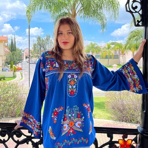 Mexican Blouse - Handmade Blouse - Embroidered blouse - floral blouse - Bell Sleeve blouse - more Colors - All Sizes image 3