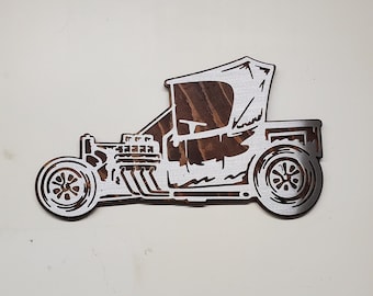 Hot Rod Car Sign | Ford Model T Bucket Decor | Mancave or Garage wall sign