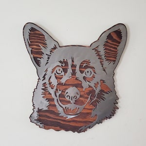 Handcrafted Welsh Corgi Metal Art on Wood: Dog Lover Decor