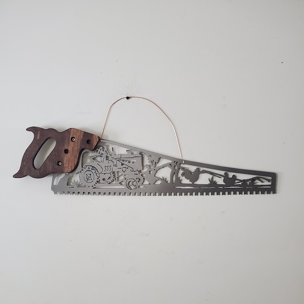 Farm Scene Metal Art Handsaw Wall Decor | saw blade art | farmhouse design | hand saws | wall decor