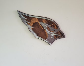 Arizona Cardinals tribute | metal on wood | Sculpture Art | Rustic Steel Wall Decor