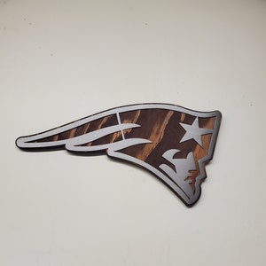 New England Patriots Tribute | Metal Art on Wood | football metal art wall décor gifts for him fancave