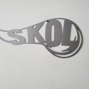 Minnesota Vikings SKOL Horn Metal Wall Art - Raw Steel - Made in USA