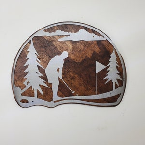 Rustic Golf Scene Wall Art | Capture the Golfing Lifestyle | Metal Art on Wood