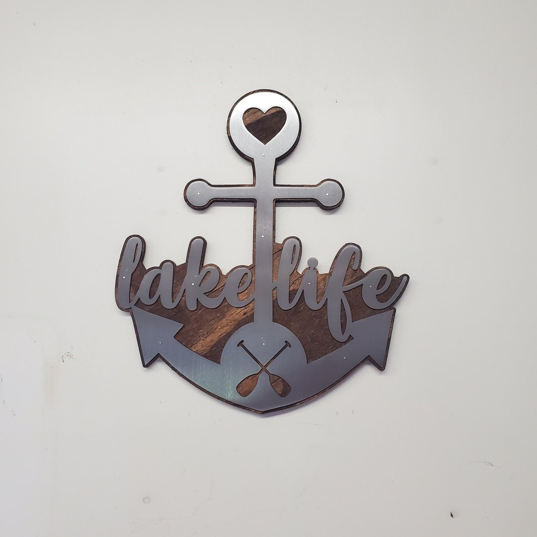 Anchor Lake Life Metal Wall Art Rustic Wood and Metal Cabin and Lodge