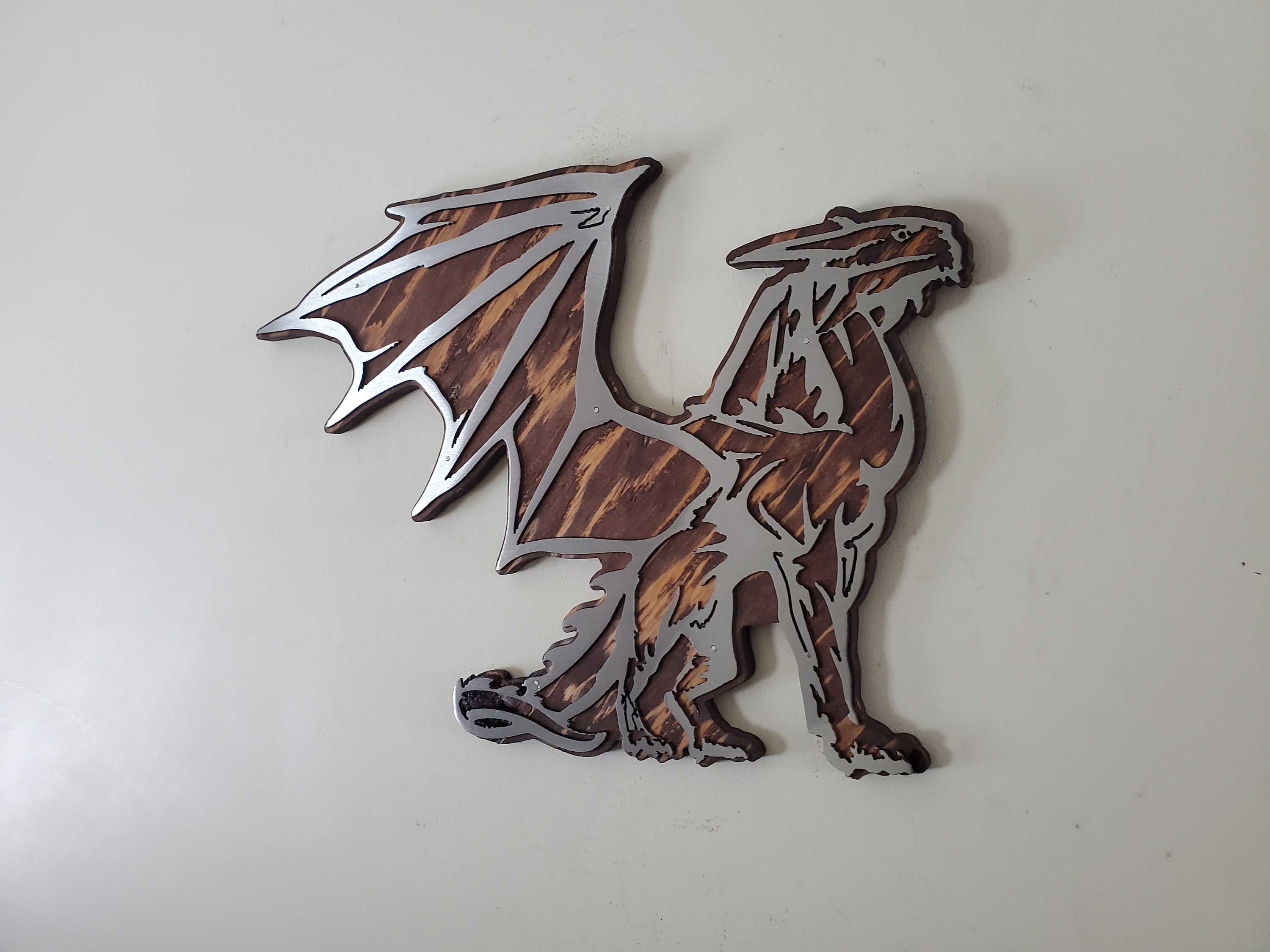 Dragon metal art wall hanging Made in USA Dragon metal Etsy