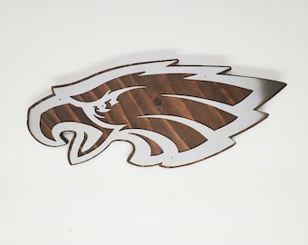 Philadelphia Eagles Tribute | Metal Art on Wood Wall Décor | Eagles Football Fancave sign