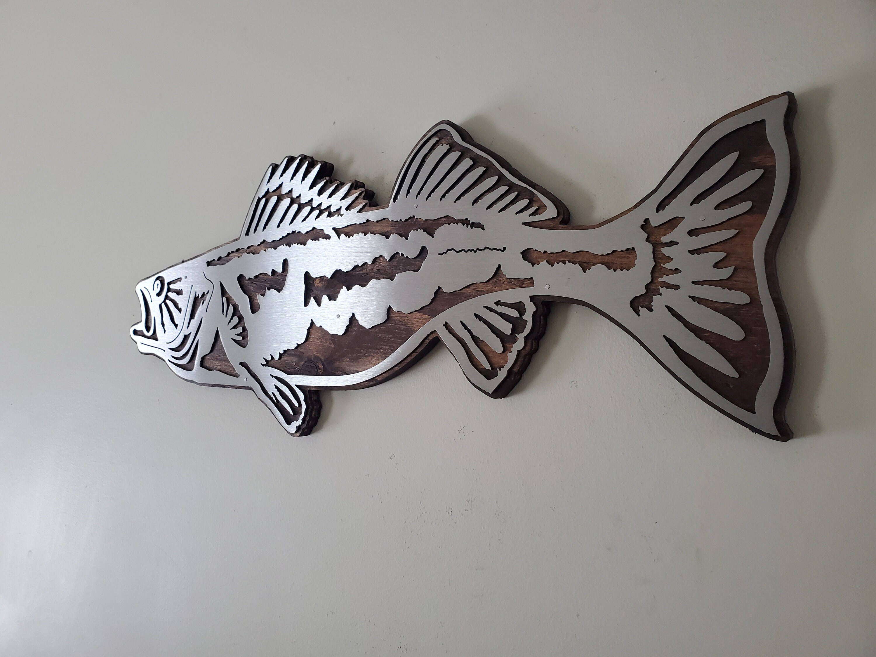WALLEYE fish metal art on wood fishing metal art wall décor Etsy
